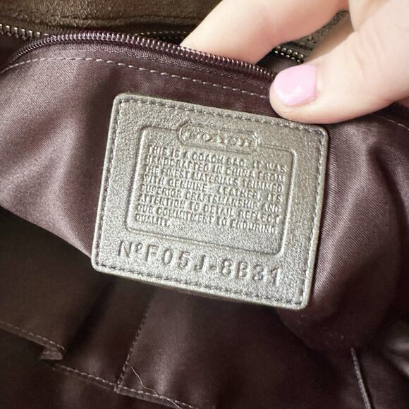 Coach Brown Suede Metallic Beaded Zip Top Shoulder Bag includes Hangtag - Picture 12 of 16